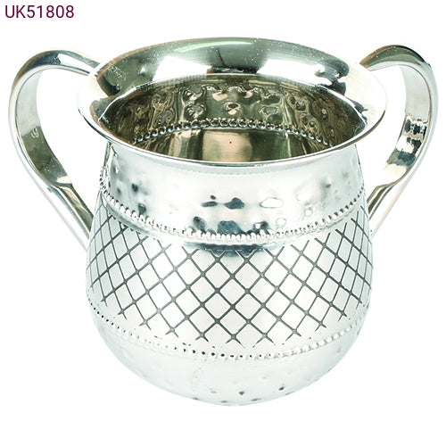 Stainless Steel Washing Cup 12cm- Silver Dotted Design